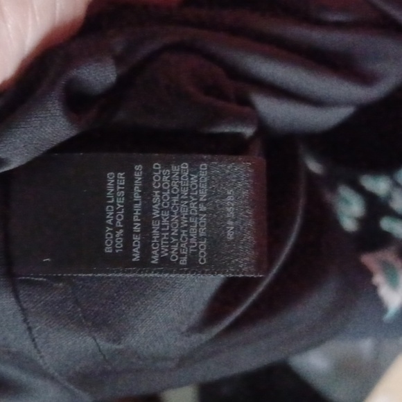 Express Flowy Long Sleeve Mini Dress Black Blue Sunflowers Flowers Floral Spring - Picture 7 of 7